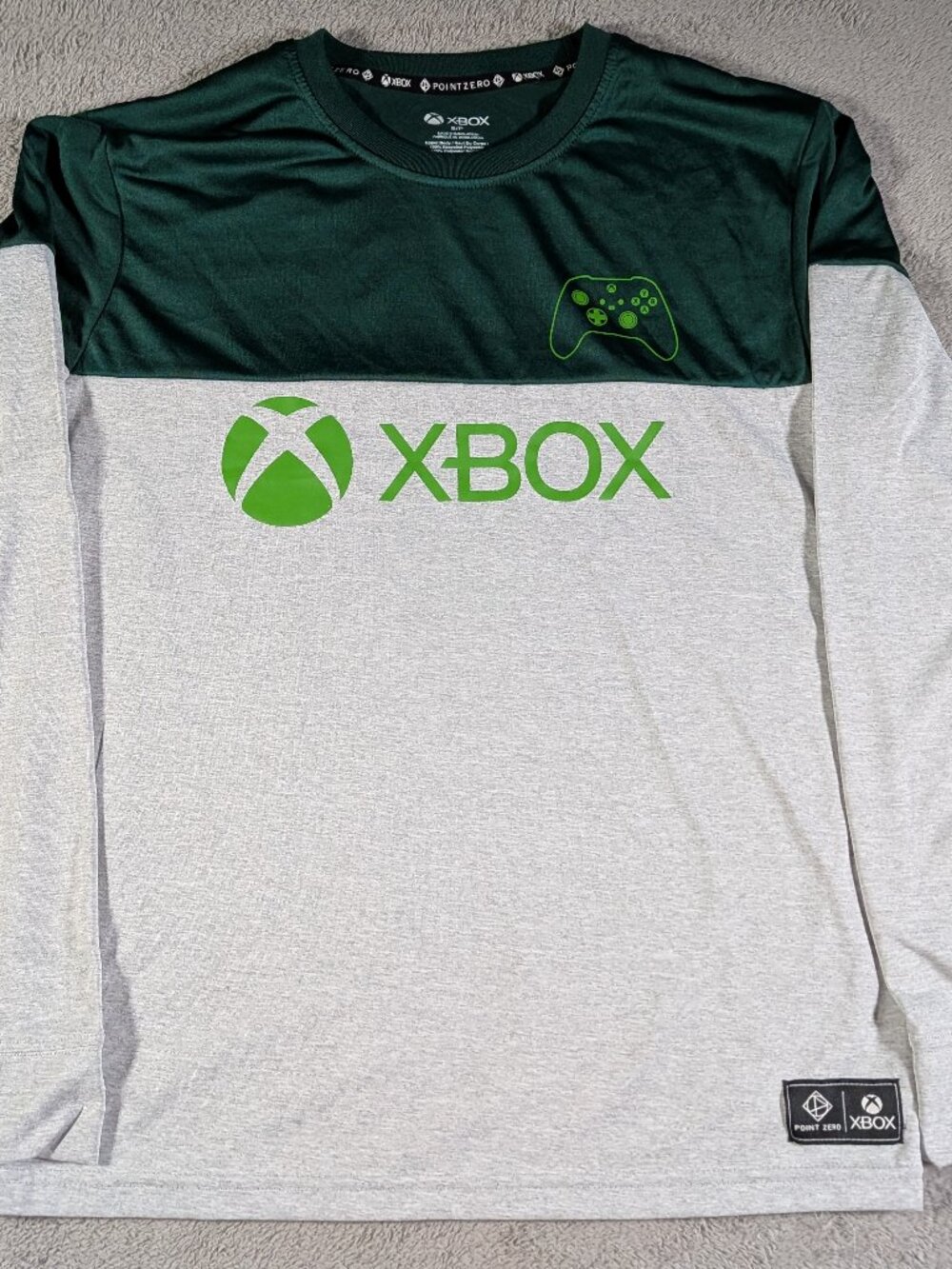 Point Zero x Xbox Collab Long Sleeve Shirt Size S Green Grey